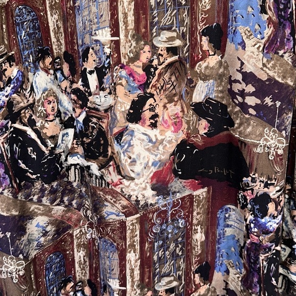 Guy Buffet Parisian Cafe Silk Button Front Camp Shirt Men Medium Casual Luxury - Picture 5 of 8